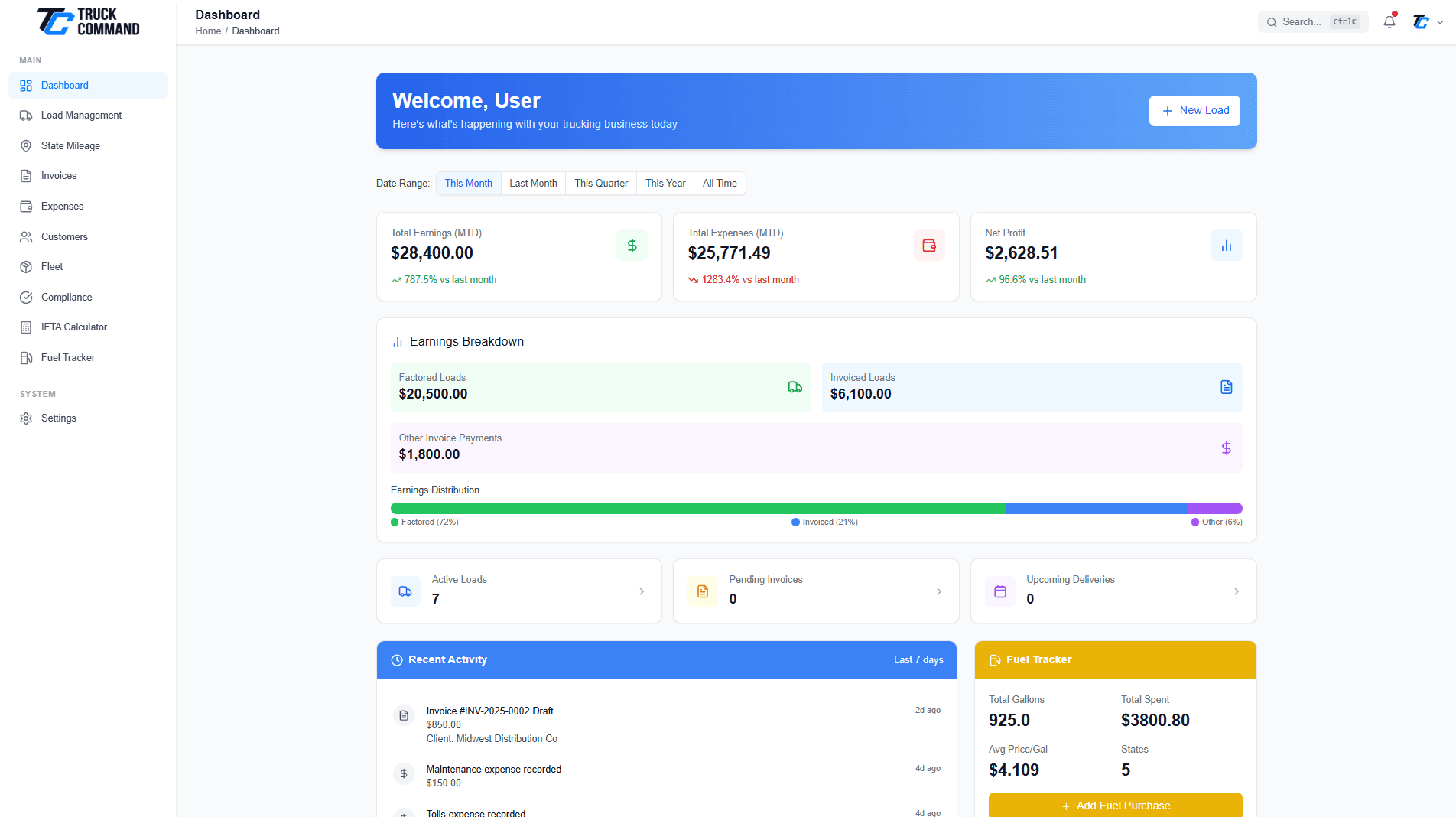 Truck Command Dashboard