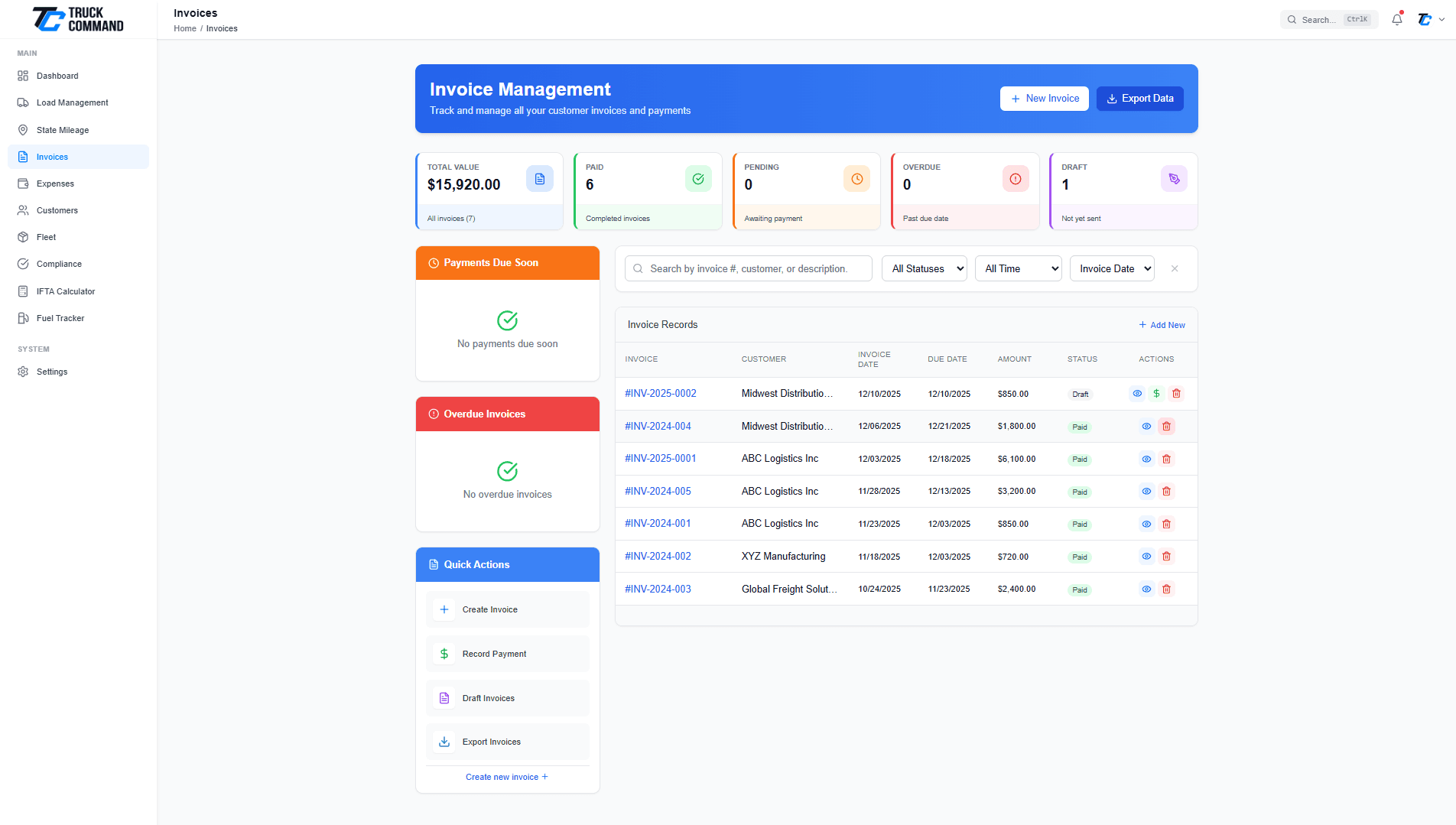 Invoicing Screenshot